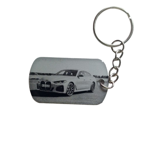 Keychain with a car design on a white background