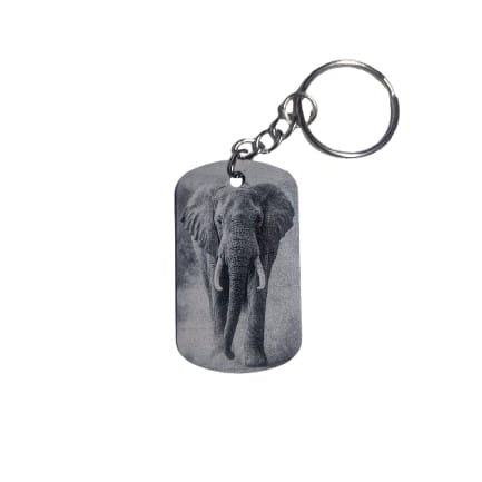 Keychain with an elephant design on a white background